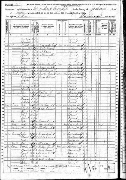 1870 US Census Nicholas Kirchen and fam