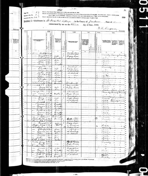 1880 US Census Nicholas Kirchen's fam