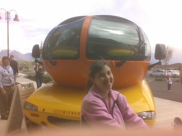 In front of the Weinermobile